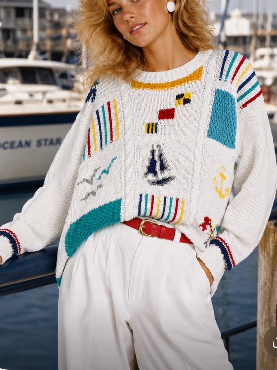 Woolrich Sweaters - Woolrich Vintage 80’s Nautical Patchwork Knit Sweater